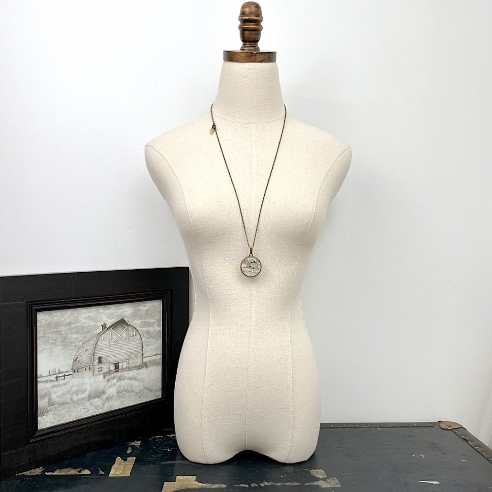 Country Life Barn Landscape Necklace / Handmade Wearable Art Pendant - Picture 8 of 11